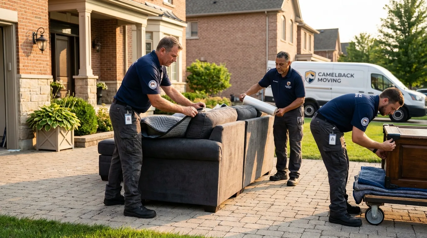 Large estate moving crew wrapping furniture in Reno, NV